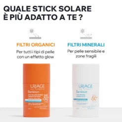 Uriage Bariésun - Stick Solare Invisibile SPF50+ Effetto Scudo, 18g