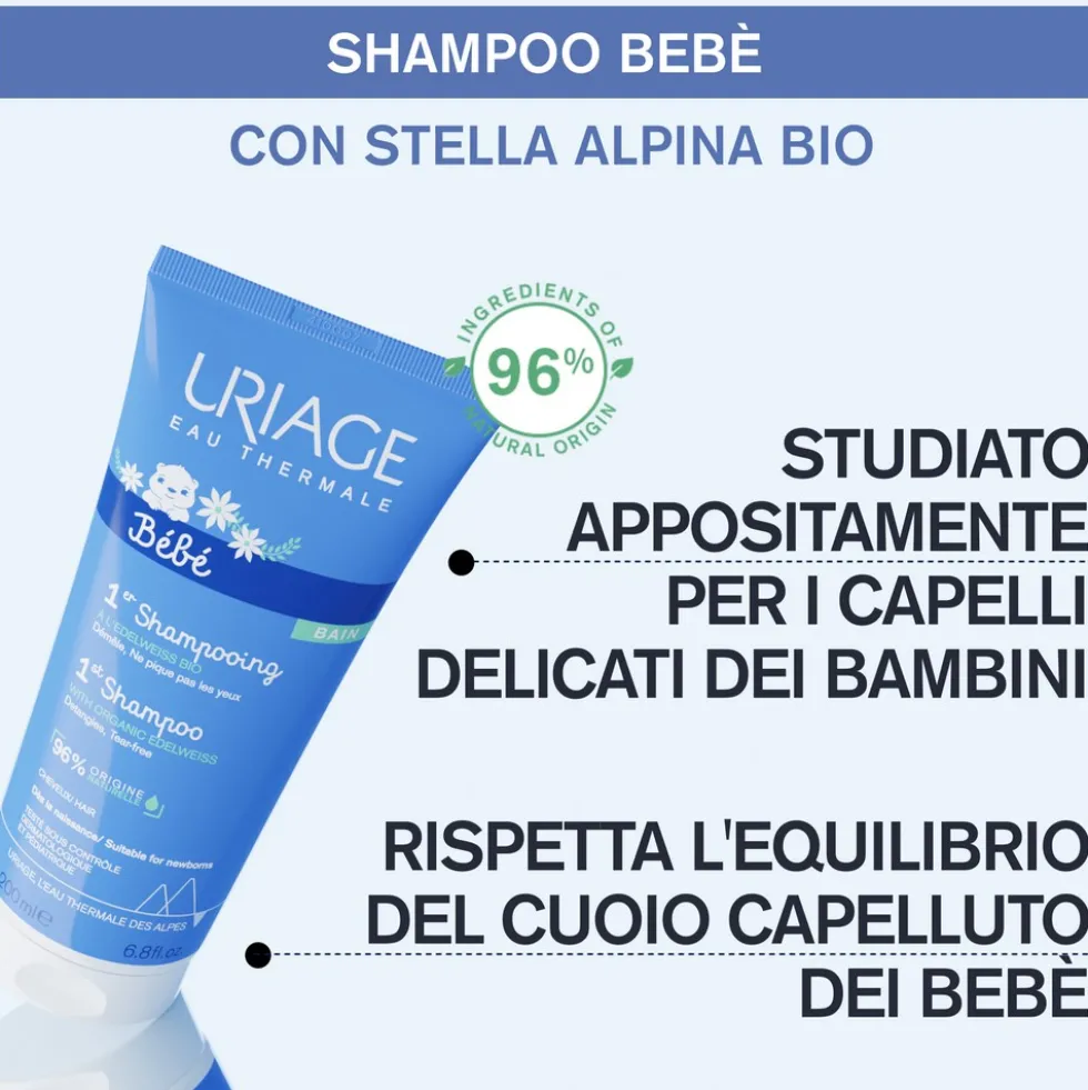 Uriage Bébé - 1er Shampooing Shampoo Delicato Cuoio Capelluto del Bebè, 200ml