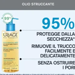 Uriage Eau Thermale - Olio Struccante Waterproof per Pelle Normale Secca, 100ml