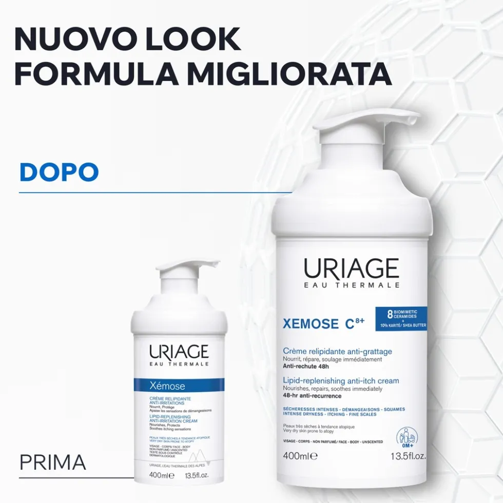 Uriage Xémose C8+ Crema Liporestitutiva Anti-irritazioni Pelle Secca, 400ml