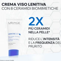 Uriage Xémose C8+ Crema Viso Lenitiva e Nutriente per Pelle Secca, 40ml