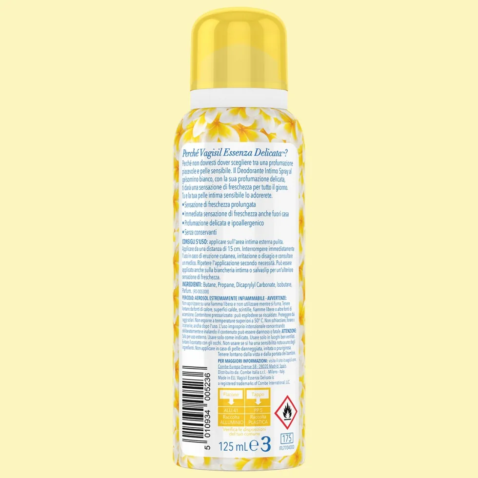 Vagisil Deodorante Intimo Spray Essenza Delicata Gelsomino Bianco, 125ml