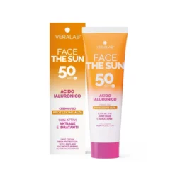VeraLab Face The Sun - Crema viso solare SPF50 con acido ialuronico ad azione antietà, 50 ml