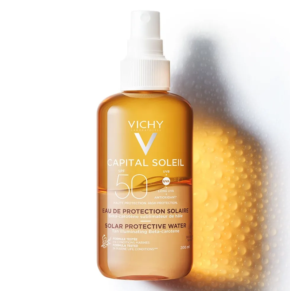 Vichy Capital Soleil - Acqua Solare Protettiva Abbronzatura Intensa SPF50, 200ml