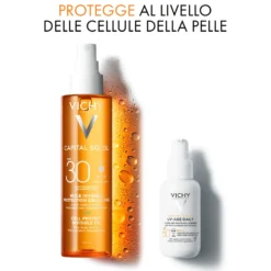 Vichy Capital Soleil - Cell Protect Olio Invisibile SPF30 Olio Solare Alta Protezione Viso Corpo Capelli, 200ml