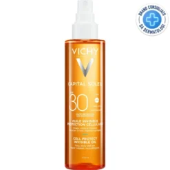 Vichy Capital Soleil - Cell Protect Olio Invisibile SPF30 Olio Solare Alta Protezione Viso Corpo Capelli, 200ml