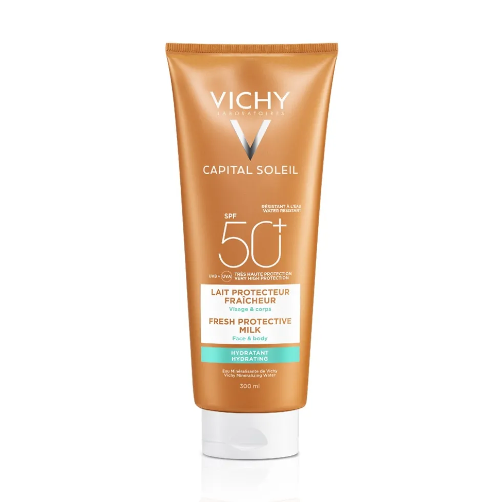 Vichy Capital Soleil - Latte Idratante Fresco Viso e Corpo SPF 50+, 300ml
