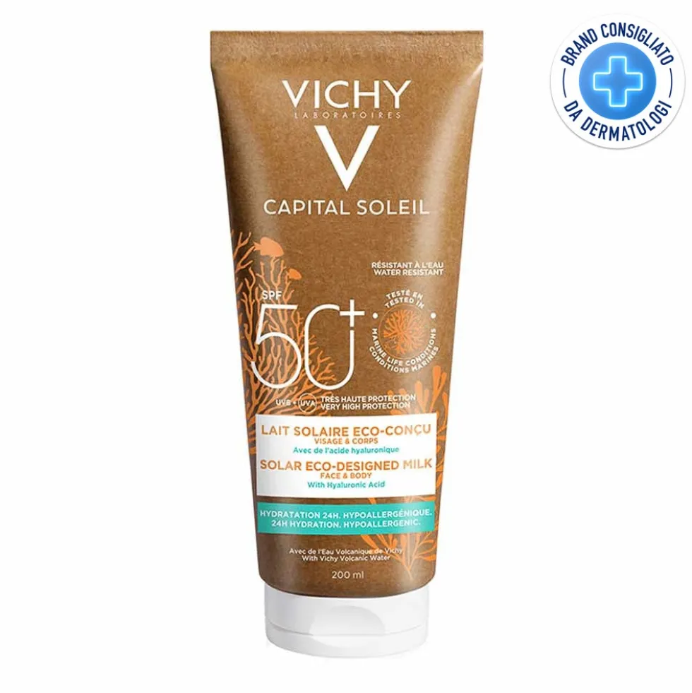 Vichy Capital Soleil - Latte Solare Viso Corpo Eco-Sostenibile SPF50+, 200ml