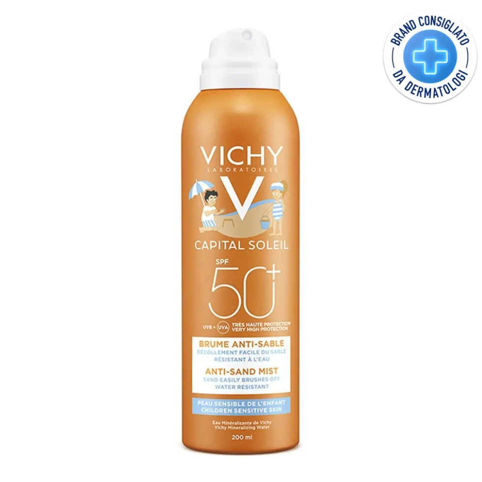 Vichy Capital Soleil - Spray solare anti-sabbia per la protezione dei bambini con SPF 50+, 200 ml