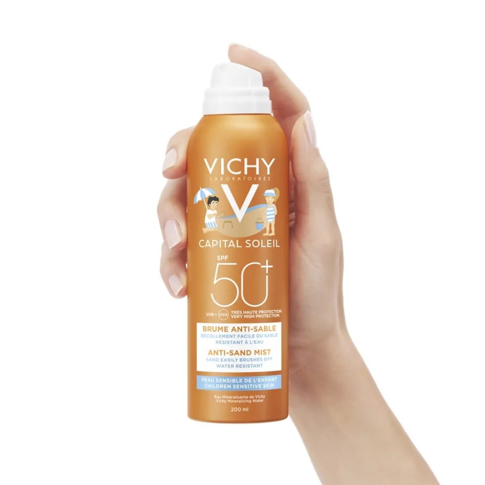 Vichy Capital Soleil - Spray solare anti-sabbia per la protezione dei bambini con SPF 50+, 200 ml