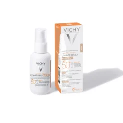 Vichy Capital Soleil - UV-Age Daily Pigment Medium SPF50+ Fluido Solare Anti-Invecchiamento Colorato Colorazione Media, 40ml