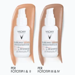 Vichy Capital Soleil - UV-Age Daily Pigment Medium SPF50+ Fluido Solare Anti-Invecchiamento Colorato Colorazione Media, 40ml