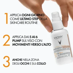 Vichy Capital Soleil - UV-Age Daily Pigment Medium SPF50+ Fluido Solare Anti-Invecchiamento Colorato Colorazione Media, 40ml