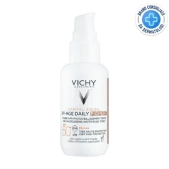 Vichy Capital Soleil - UV-Age Daily Pigment Medium SPF50+ Fluido Solare Anti-Invecchiamento Colorato Colorazione Media, 40ml