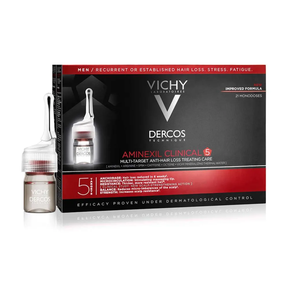 Vichy Dercos - Aminexil Trattamento Anticaduta Uomo, 21 Fiale x 6ml