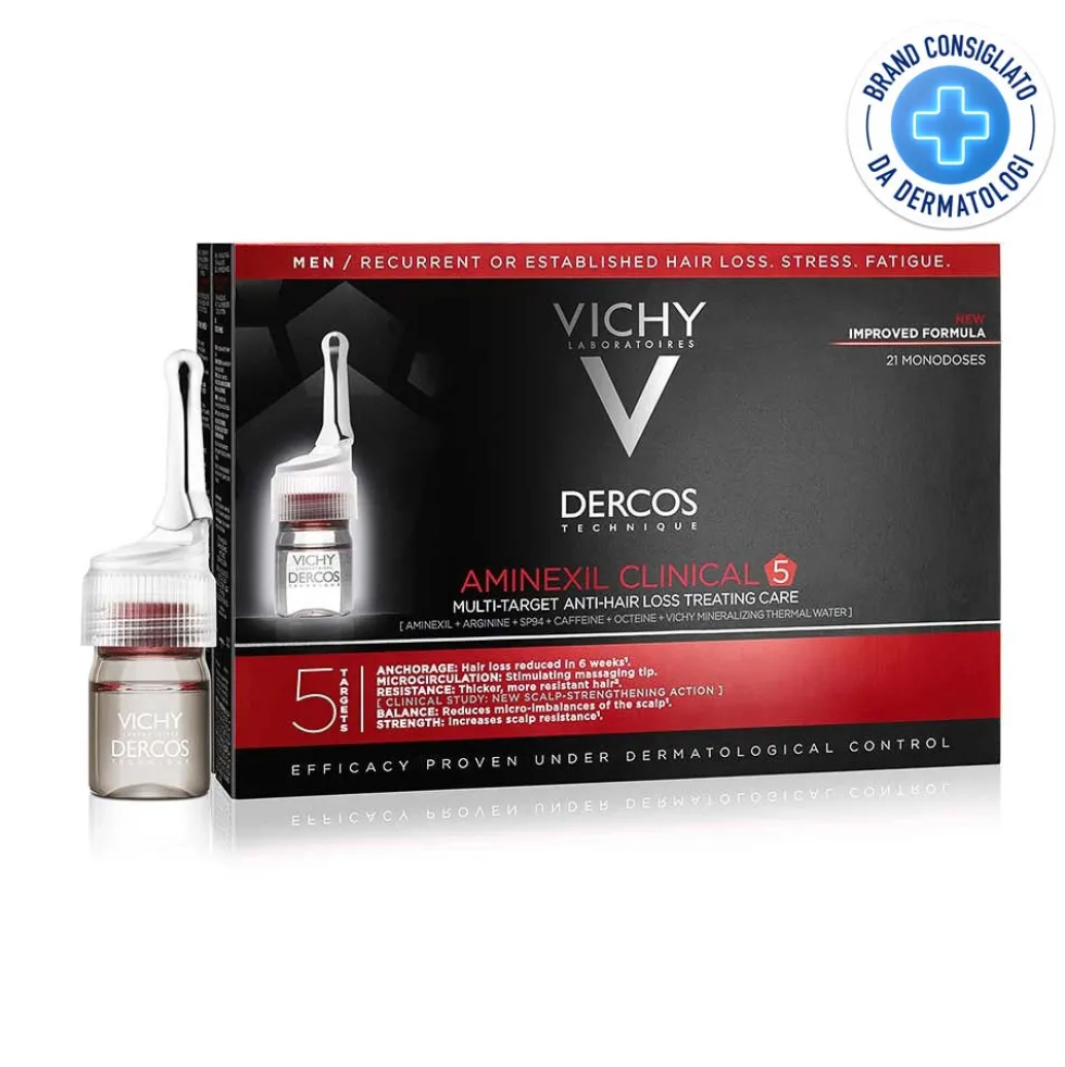 Vichy Dercos - Aminexil Trattamento Anticaduta Uomo, 21 Fiale x 6ml