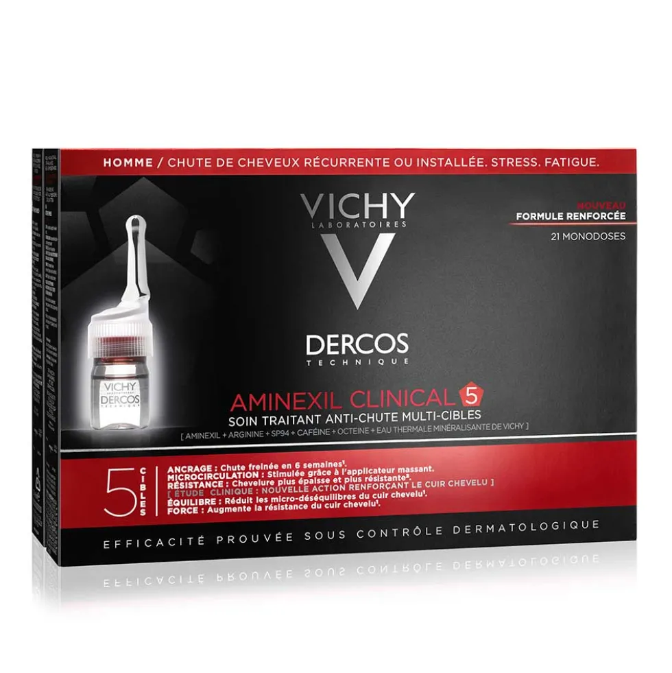 Vichy Dercos - Aminexil Trattamento Anticaduta Uomo, 21 Fiale x 6ml