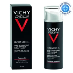 Vichy Homme - Hydra Mag C + Trattamento Idratante Anti-Fatica Viso + Occhi, 50ml