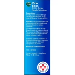 Vicks Sinex 0,05% Spray Nasale Decongestionante Soluzione Raffreddore, 10ml