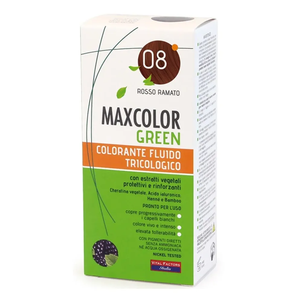 Vital Factors Maxcolor Green 08 rosso ramato - Colorante semipermanente per i capelli, kit da 90 ml