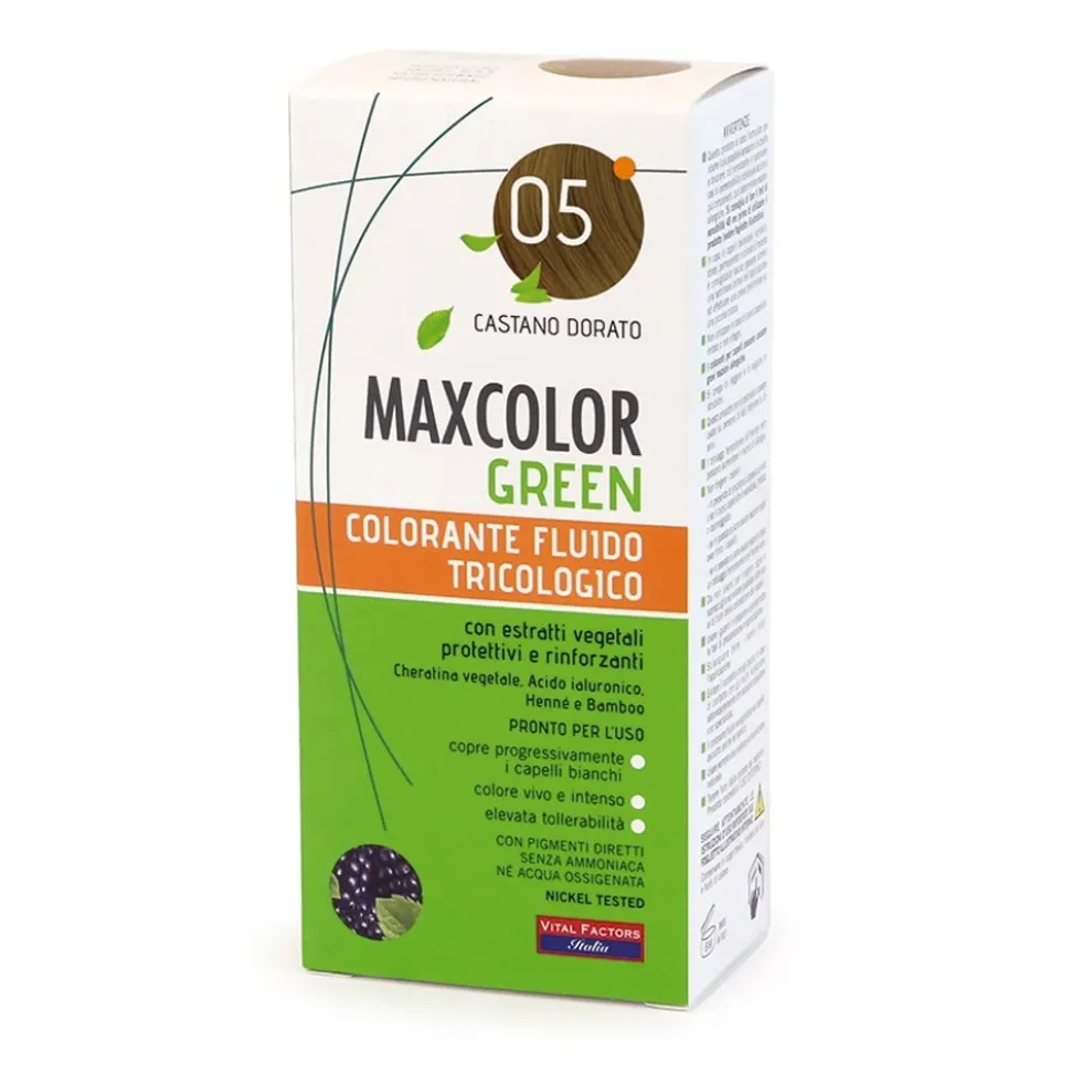 Vital Factors Maxcolor Green 05 Castano dorato - Colorante semipermanente per capelli, kit da 90 ml