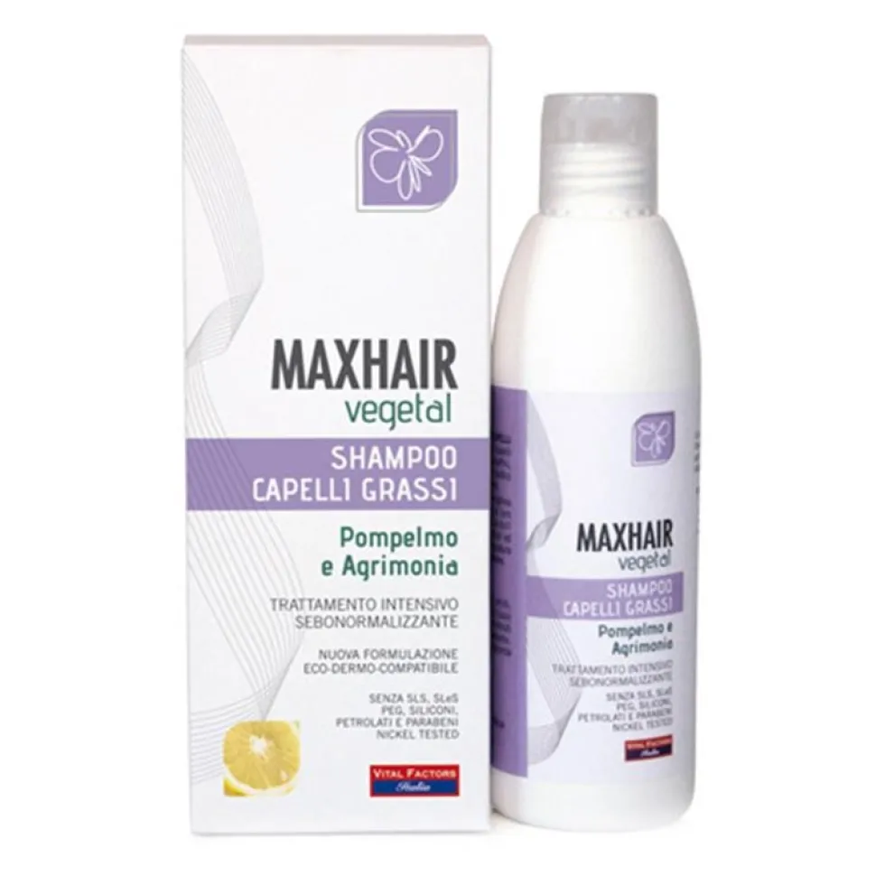 Vital Factors MaxHair Vegetal - Shampoo per i capelli grassi con un'azione seboregolatrice, 200 ml