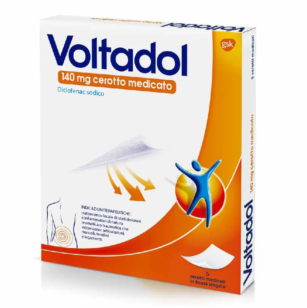 Voltadol 140 mg - Cerotti medicati al diclofenac per i dolori muscolari e articolari, 5 cerotti