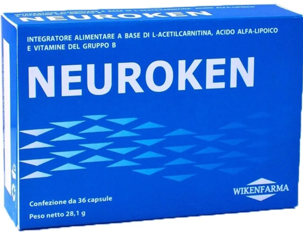 Wikenfarma Neuroken - Integratore per il sistema nervoso con acido alfa lipoico, 36 capsule