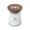 Yankee Candle WoodWick - Candela White Tea & Jasmine Fragranza Tè Bianco Gelsomino Cedro Rosso e Rosa, 85g