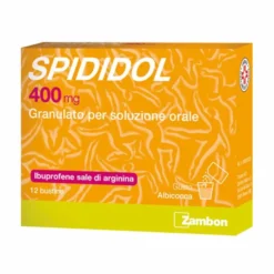 Zambon Spididol 400mg Ibuprofene Sale di Arginina Bustine Febbre e Dolore Gusto Albicocca, 12 Bustine