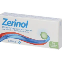 Zerinol 300mg Paracetamolo + 2mg Clorfenamina Maleato Influenza e Raffreddore, 20 Compresse Rivestite
