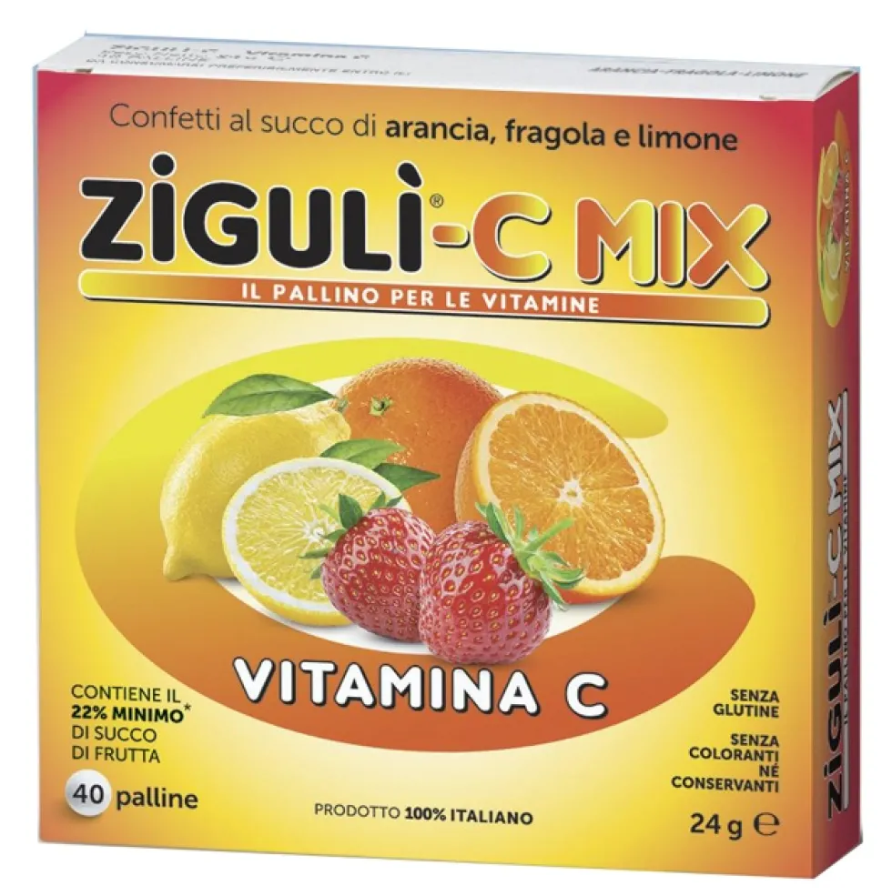 Zigulì C Mix - Integratore di vitamina C per le difese immunitarie, 40 palline
